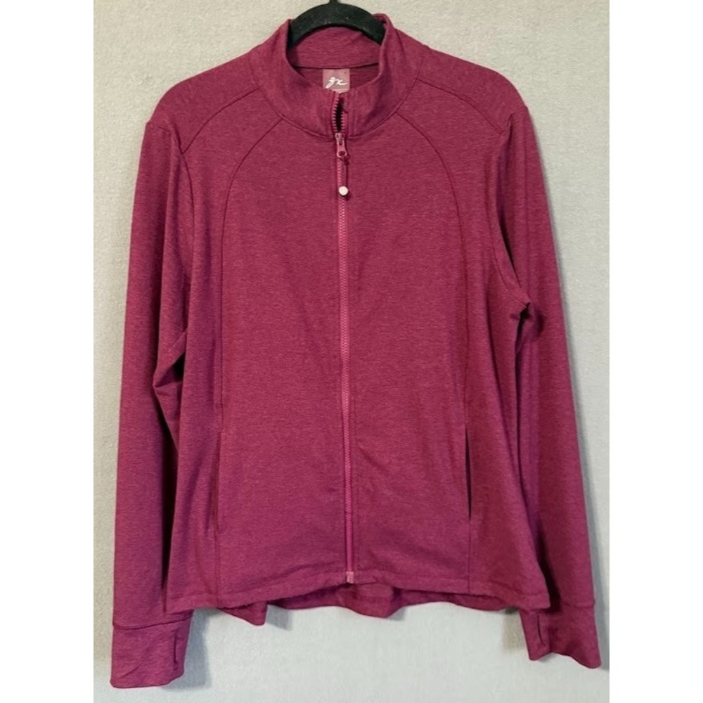 ZX Platinum Jacket Women XXL Red Full Zip Mock Neck Long‎ Sleeve Stretch Pockets